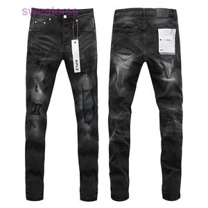 Jeans a gamba dritta slim fit in denim di marca viola americani High Street con patch effetto consumato