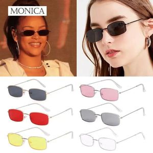 Sunglasses Metal Square Woman Retro Brand Travel Small Rectangle Sun Glasses Male Black Yellow Red Mirror Vintage