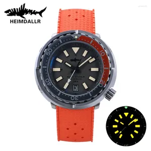 손목 시계 HEIMDALLR SHARKE TITANIUM DIVER 시계 광장 다이얼 Sapphire Crystal 200m 방수 NH35 자동 이동 남성 Watch