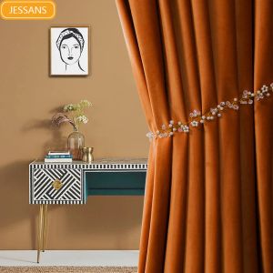 Perdeler Katı turuncu kalınlaşmış karartma pazenet perdeler oturma odası yatak odası fransız pencere özelleştirilmiş bitmiş ev dekorasyon