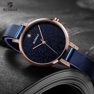 Ruimas Semplice abito analogico Orologi da donna Orologi da polso al quarzo con cinturino in maglia di acciaio inossidabile Lady Watch217k