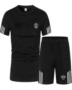 Homens039s Tracksuits 2021Primavera Verão Preto Bananas Moda Roupas Gráfico Impressão de Algodão Oversized TshirtShorts Define Track4932408