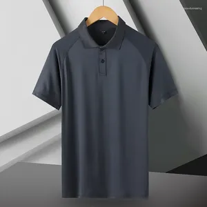 Männer Polos 2024 Luxus Eis Seide Spurlose Elastische Kurzarm T-shirt Sommer High-End-Marke Mode Business Polo Shirt