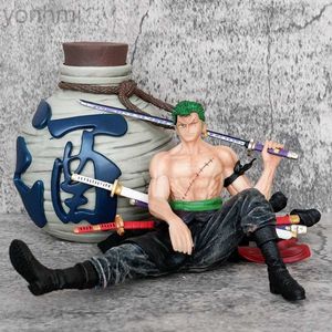 Action Toy Figures 13.5cm ONE PIECE Anime Figure Sitting Position Roronoa Zoro Flagon Two Years Later Action Figure Ornaments Model Doll Gift Toys ldd240314