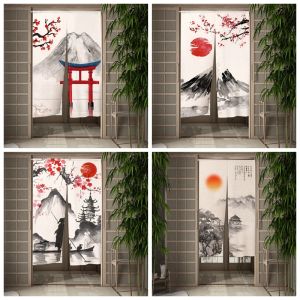 Vorhänge, japanische Tuschemalerei, Berg Fuji, Türvorhang, Küche, Zimmer, Türvorhang, Trennwand, Vorhang, Drapierung, Eingang, hängend, halber Vorhang