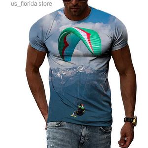 Męskie koszulki z nadrukiem 3D Paralotliding Graphic T Shirt For Men Ubrania Summer Cool Strtwear Women Cailing Casual Sports Gym Tops T koszule Y240321