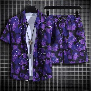 Дизайнерский костюм, мужской летний костюм с короткими рукавами Sanya, одежда для путешествий и отдыха, модная Гавайская негабаритная пляжная рубашка с цветочным узором Fat Man 5z01