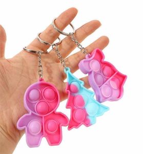 Toy Cartoon Silicone Christmas Toys Tree Form Bubble Key Ring Kids Squeeze KeyChain8334134