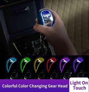 1pcs LED 조명 기어 시프트 손잡이 손질 감도에 민감한 블루 라이트 핸드 브레이크 커버 커버 범용 110mm 버튼없이 2314578