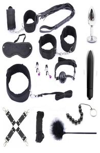 13 pezzi / set prodotti per adulti stimolano bondage restrizioni sexy nylon peluche frusta sesso manette metallo spina anale BDSM unisex giocattoli del sesso Y27837262