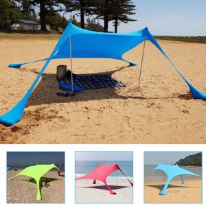 Skydd 210*150*170 cm Lätt strandsolskade Awning Portable Sun Shade Tent Stor familjetak för utomhuscampingfiske