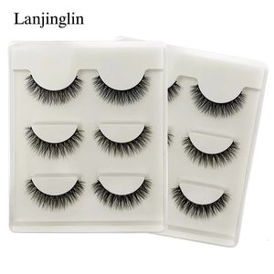 LANJINGLIN 10 boxes natural long false eyelashes wholesale make up 3d mink lashes full strip lash eye makeup tool faux cils 240305