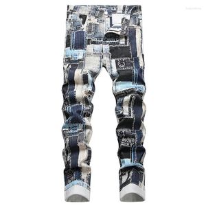 Męskie dżinsy 2024 Elastyczne patchwork rowerzystów Mężczyźni proste Slim Casual Denim Spods Streetwear Hip Hop Jean Homme na męskie pantelones