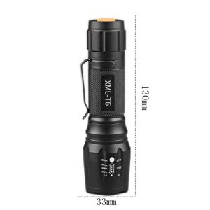 T6 LED-Taschenlampe, 1000 lm, Aluminium, wasserdicht, zoombar, wasserdicht, Taschenlampe für 18650-Batterie oder 3-A-Batterie LL