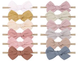 Baby flickor pannband nylon båge fast färg hårband barn barn enkla mjuka hårtillbehör bowknot huvudbonader för småbarn kha316492547