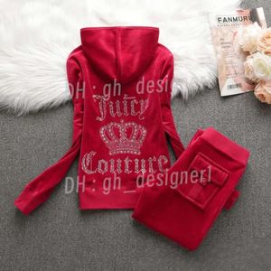 Women's Two Piece Pants Velvet Juicy Tracksuit Women Coutoure Set Track Suit Rhinestone Letter Jogger Suits Sportswear Pullover Hoodie Set 1E