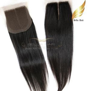 Straight Indian Virgin Remy Human Hair Extensions Lace Closure Weave Middle Part Unprocessed Natural Color Top Grade Bellahair2260111