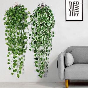 Dekorativa blommor 90 cm Artificial Green Plant Wall Hanging Ivy Leaf Pothos Begonia Grape Vine Home Garden Party Wedding Decoration