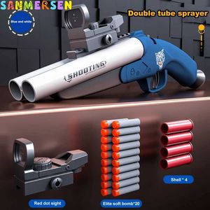 Gun Toys Children Launcher Toy Shotgun Toy Gun Double Barrel Shell Throwing Spray Soft Bullet Gun Two Burst Toy Gun Rifle YQ240314