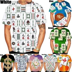 Men's T-Shirts Funny Chinese Mahjong Graphic T Shirt for Men Clothing Fashion Strtwear Short Slve Casual Round Neck T-shirt Unisex Tops T Y240321