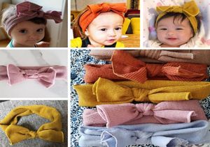 Inverno quente girls039 crochê bandana de malha arco orelha mais quente headwrap cor sólida elástico faixa de cabelo bebê malha bowknot hairba5175788