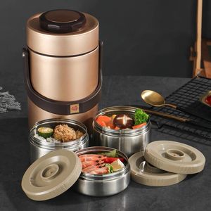 Contenitore per il pranzo portatile con isolamento sottovuoto per esterni di grande capacità Contenitore per alimenti Bento a prova di perdite in acciaio inossidabile 304 Thermos per alimenti 240304