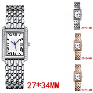 High-end diamond watch quartz battery movement rose gold full stainless steel strap tank watch charm fashionable designer watch orologio di lusso sb070 C4