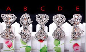 Hög QuAily Bridal Wedding Headpieces Bling Crystal Rhinestone Utsökt hårklipp Hårtillbehör Bow Silver Pleated for Women 6894720