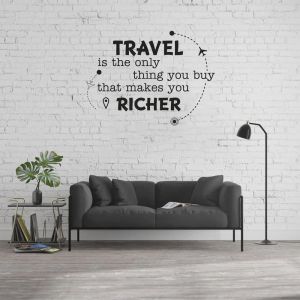 Stickers Travel Quote Wall Decal Travel Is The Only Thing You Buy That Makes You Richer Wall Sticker Home Decor Art Vinyl Mural ov767