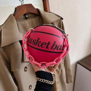 Personality Graffiti Round Ball Bag For Women 2023 PU Leather Crossbody Acrylic Chain Handbags and Purses Female Basketball 240301