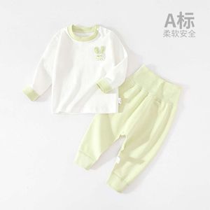 Baby Clothing Set, All High Waist Belly Protection Autumn Pants, Male and Female Babies, Long Sleeved Split Winter Pajamas, Pure Cotton for Children