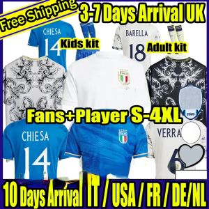 Italys Soccer Jerseys 2023 Włoskie koszulki Scamacca Immobile Chiesa Football Shirts Raspadori Jorginho Barella Bastoni Frattesi Maglia Italiana Home Away Away