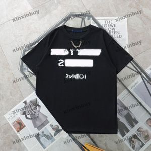 xinxinbuy Men designer Tee t shirt 2024 collar iron chain destroyed letter short sleeve cotton women gray black white XS-4XL