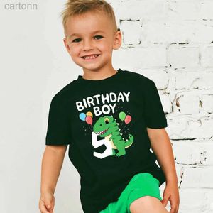 T-Shirts Dinosaurier-Geburtstagsnummer bedrucktes Hemd Kinder 2–8 Geburtstagsparty-T-Shirt Jungenhemd Dino-Thema Tops Kleidung Kind Kurzarm-T-Shirts ldd240314