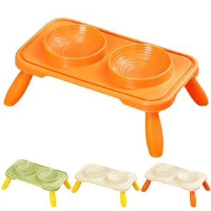 Tigela elevada integrada para gatos, tigela dupla ajustável, alimentador elevado para alimentação de animais de estimação, cachorro, gato, comida, tigelas de água com suporte