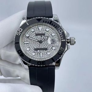 Orologio da uomo classico moda quadrante meccanico automatico intarsiato con cinturino in caucciù diamantato misura 40MM 286U