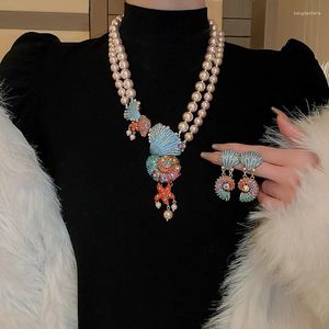Naszyjniki Zestaw podwójne warstwy Pearki Pearnestone Gwiazda Gwiazdy dla kobiet średniowieczne biżuterię modną Vintage