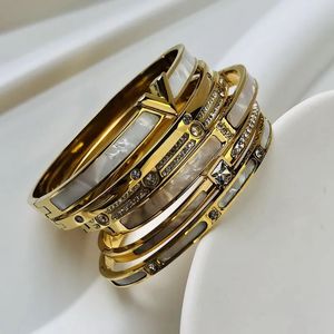 Design Zirkon eingelegte Armbänder Armreifen Für Frauen Gold Silber Farbe Edelstahl Wasserdicht Luxus Marke Schmuck Geschenke 240307