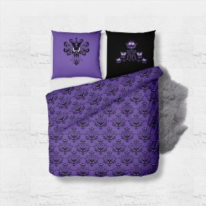 Set Haunted Mansion Inspired Cartoon Duvet Cover Set King Queen Double Full Twin Single Size Bed Linen Set Sheer Curtains