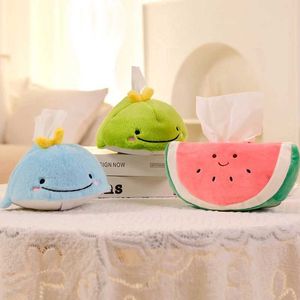 Tissue Boxes Napkins Cartoon Cute Plush Tissue Boxes Pineapple Watermelon Avocado Whale Creativity Home Car Soft Paper Holder Napkin Case Nice Gifts