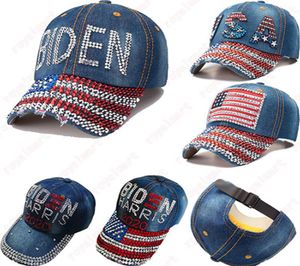 USA Cowboy Hats 2020 American Election Activity Biden Harris Hat Bling Diamond Peaked Cap US Flags Baseball Caps IIA6373930377