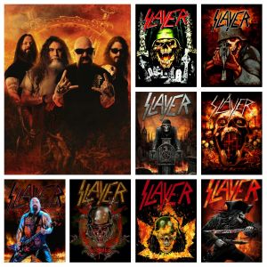 Stitch DIY 5D Slayer Heavy Metal Rock Band Diamond Målning Skull Musik Logo Väggkonst Cross Stitch Embrodery Picture Mosaic Home Decor