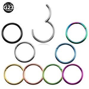 10Pcslot G23 Hinged Segment Septum Clicker Nose Rings Nipple Ear Cartilage Tragus Lip Piercing Fashion Jewelry 240311