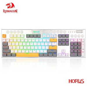 REDRAGON Horus K619 RGB USB Mini Slim Ultra-Thin Designed Wired Mechanical Gaming Keyboard Red Switch 104 Keys For Compute PC 240304