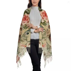 Scarves Ladies Long Victorian Angel Vintage Rose Women Winter Soft Warm Tassel Shawl Wrap Scarf