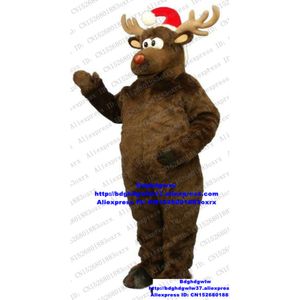 Costumi mascotte Natale Marrone Rudolph la renna dal naso rosso Costume mascotte cervo personaggio dei cartoni animati Hotel Pub Attività su larga scala Zx1455