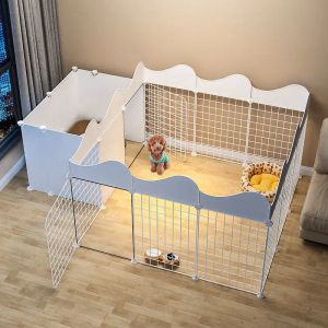 Burar Diy Pet Playpen Staket för kanin Guinea Pig Bunny Ferret Möss Hamster Hedgehog Small Animals Cage Metal Wire House For Cat Dog