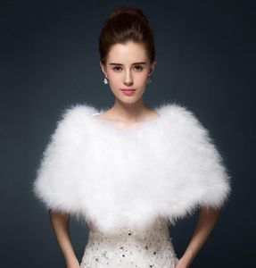 Piume di struzzo Scialle da sposa Involucri di pelliccia Matrimonio Coprispalle Cappotto Sposa Inverno Festa di nozze Boleros Giacca Mantello Bianco Cachi9457257