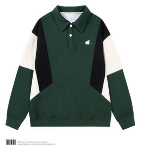 2023 primavera outono nova camisola emendada moletom masculino casual polo manga comprida camiseta pulôver casaco