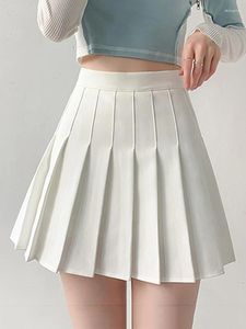 Saias verão casual kawaii a-line mulheres cintura alta saia plissada uniforme mini meninas tênis branco preto sexy vintage skort roupas